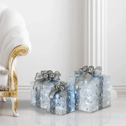 Clearance National Tree Company Pre-Lit Decorated White Gift Box Assortment