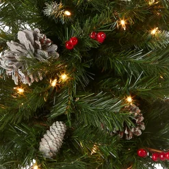 Discount National Tree Company Pre-Lit Frosted Berry Assortment with 2 Entrance Trees, 1 Wreath, 2 Garland