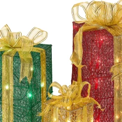 Hot National Tree Company Pre-Lit Multicolor Gift Boxes, Set of Three, White Lights