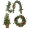 Online National Tree Company Pre-Lit Scotch Creek Fir Assortment Set of 1 Entrance Tree, 1 Wreath, 1 Garland