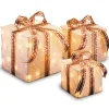 Clearance National Tree Company Pre-Lit White and Gold Gift Boxes, Set of Three, White Lights