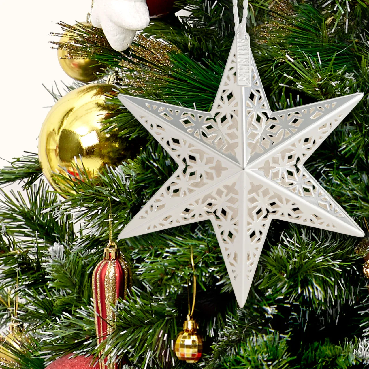 Hot National Tree Company Scentsicles Decorative Ornament, Metal White Star, White Winter Fir with Refill