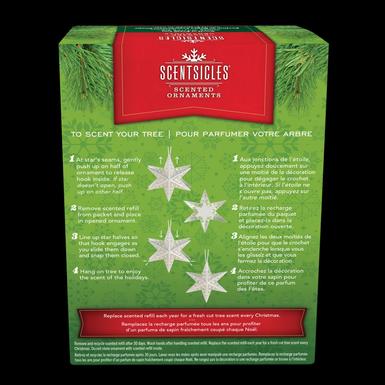 Hot National Tree Company Scentsicles Decorative Ornament, Metal White Star, White Winter Fir with Refill