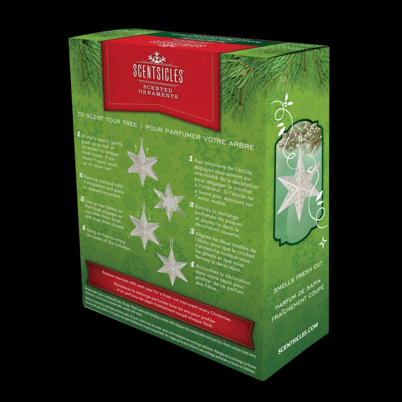 Hot National Tree Company Scentsicles Decorative Ornament, Metal White Star, White Winter Fir with Refill
