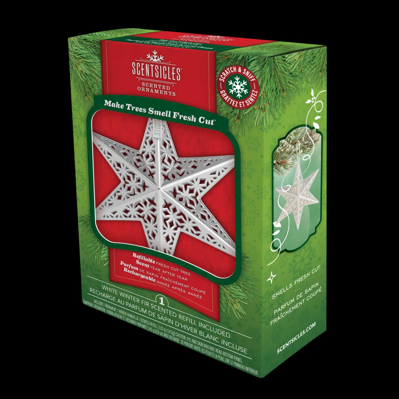Hot National Tree Company Scentsicles Decorative Ornament, Metal White Star, White Winter Fir with Refill