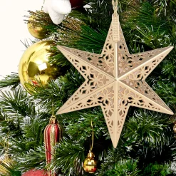 National Tree Company Scentsicles Decorative Ornament, Metal Gold Star, White Winter Fir with Refill
