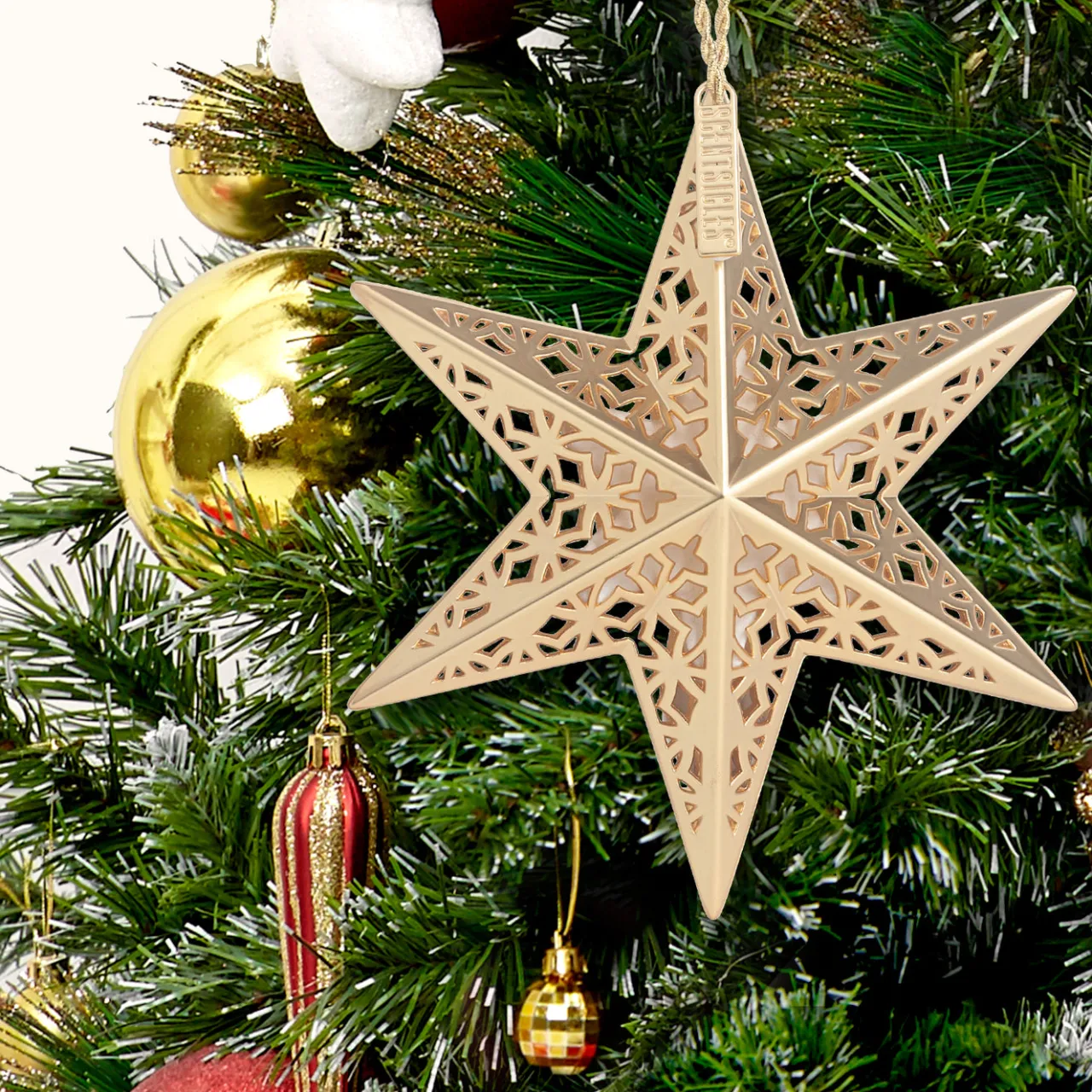 National Tree Company Scentsicles Decorative Ornament, Metal Gold Star, White Winter Fir with Refill