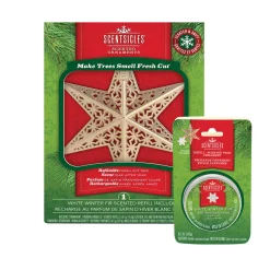 National Tree Company Scentsicles Decorative Ornament, Metal Gold Star, White Winter Fir with Refill