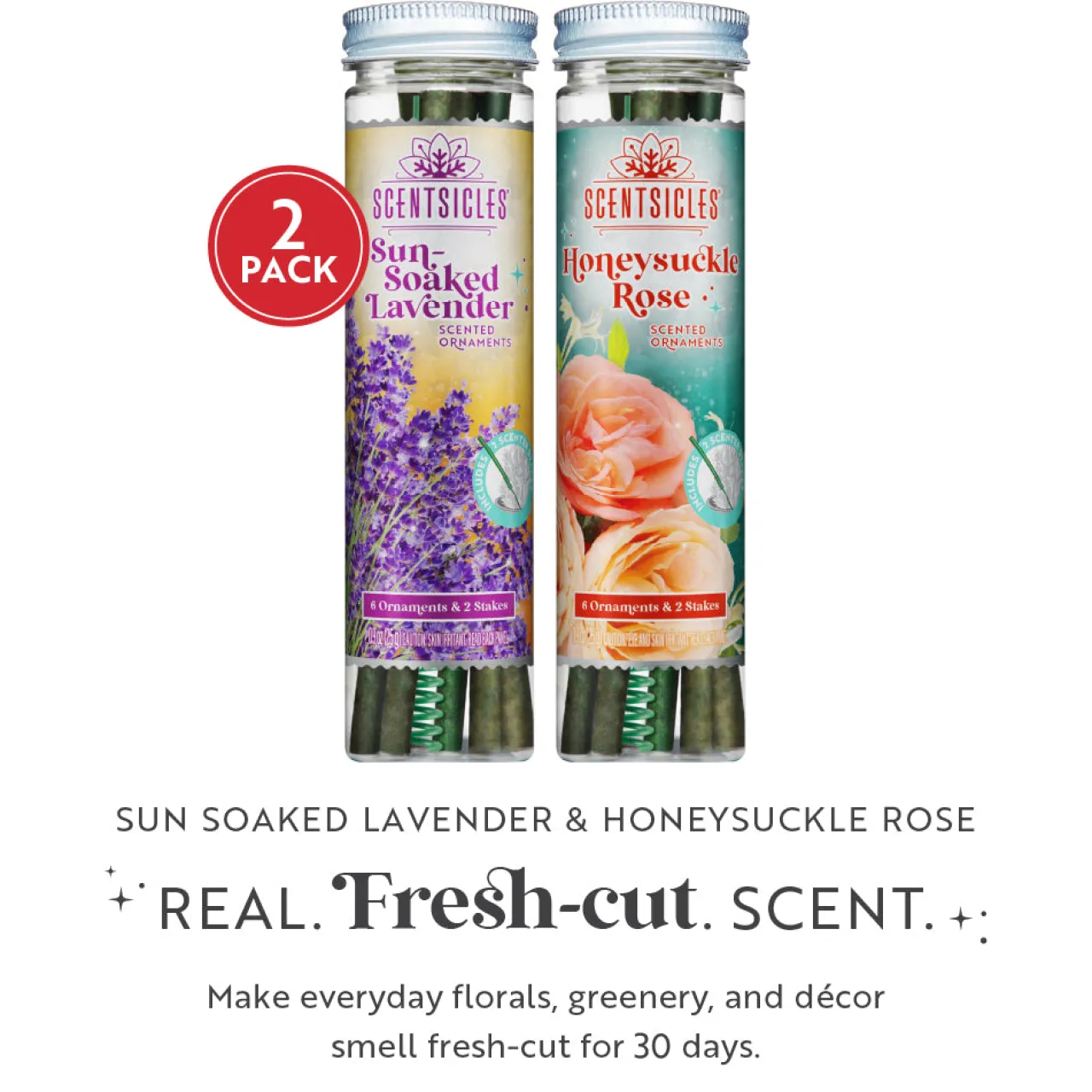 Outlet National Tree Company Scentsicles, 6pc Stick, 1 Sun-Soaked Lavender/1 Honeysuckle Rose- 2 pack