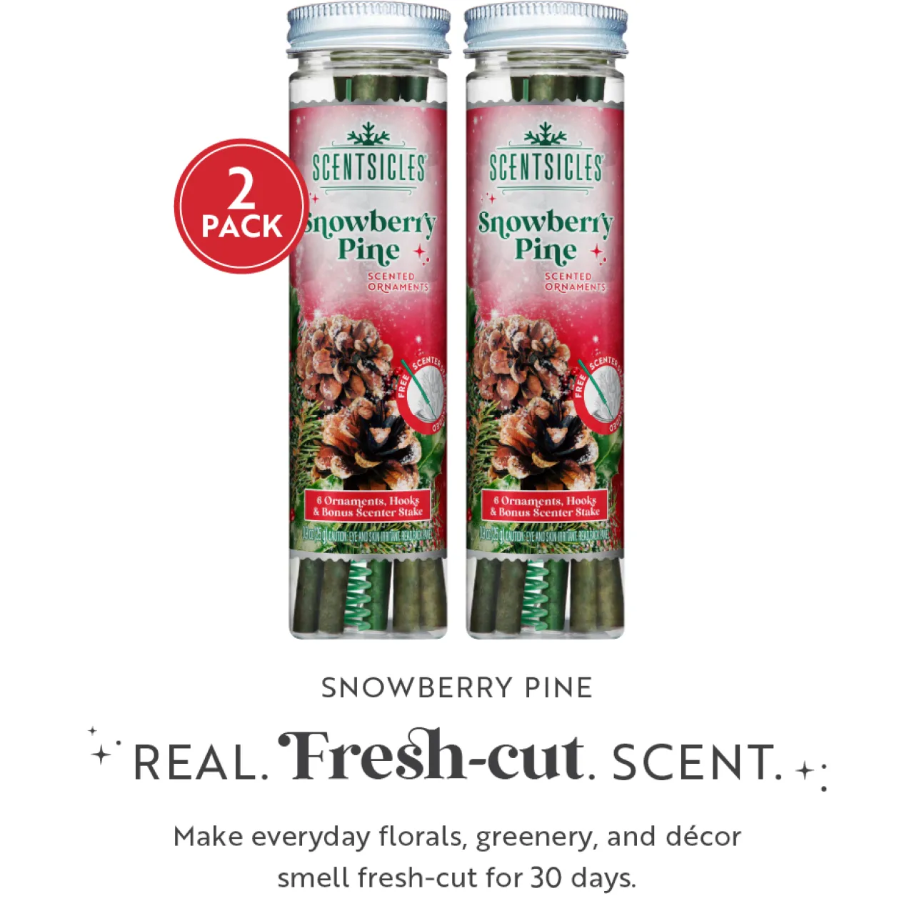 Online National Tree Company Scentsicles, 6pc Stick, Snowberry Pine - 2 Pack