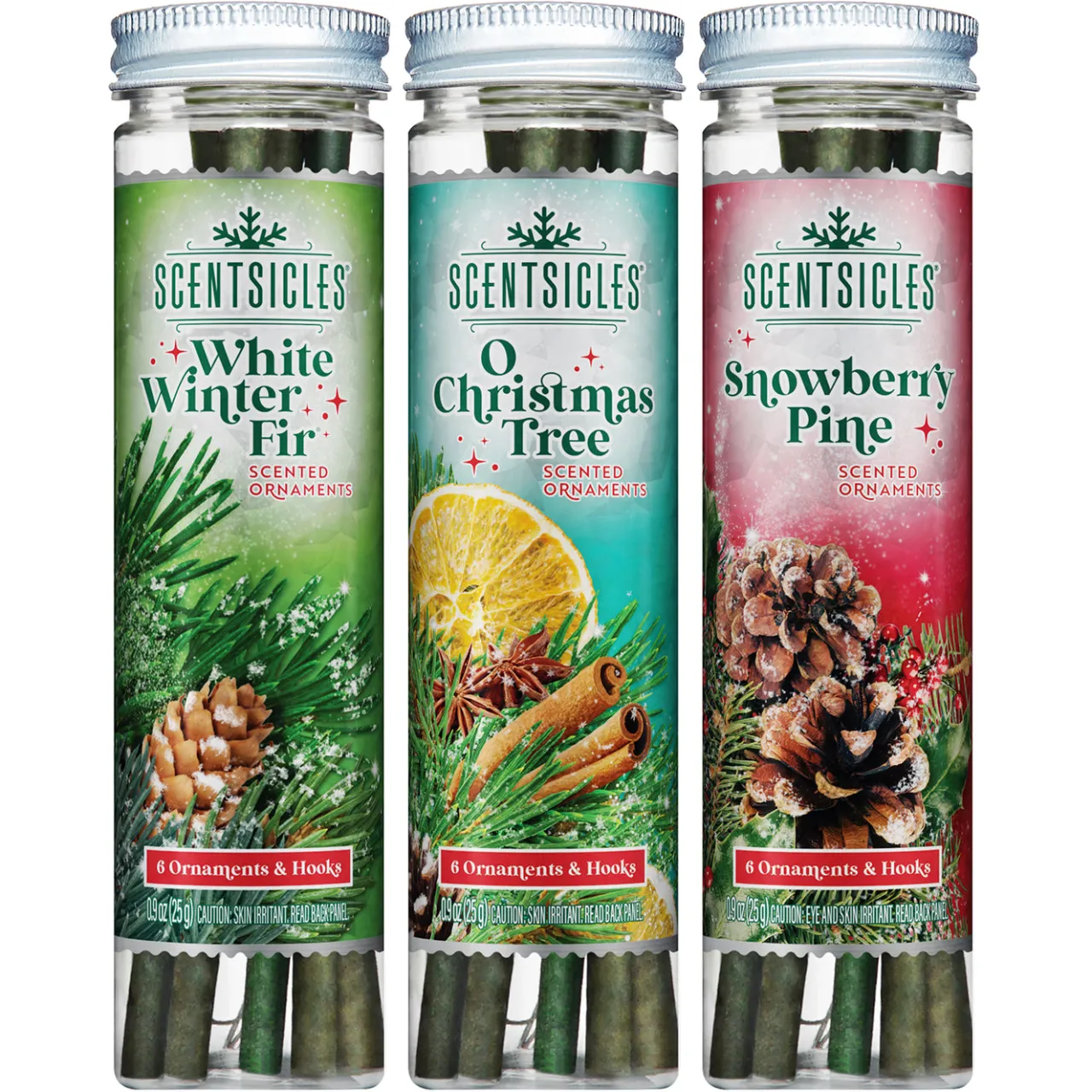 Clearance National Tree Company Scentsicles, 6pc Stick, White Winter Fir, O Christmas Tree, Snowberry Pine- 3 Pack