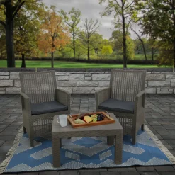 Best National Tree Company 4x6 ft. Dusty Blue Hand Woven Outdoor Rug