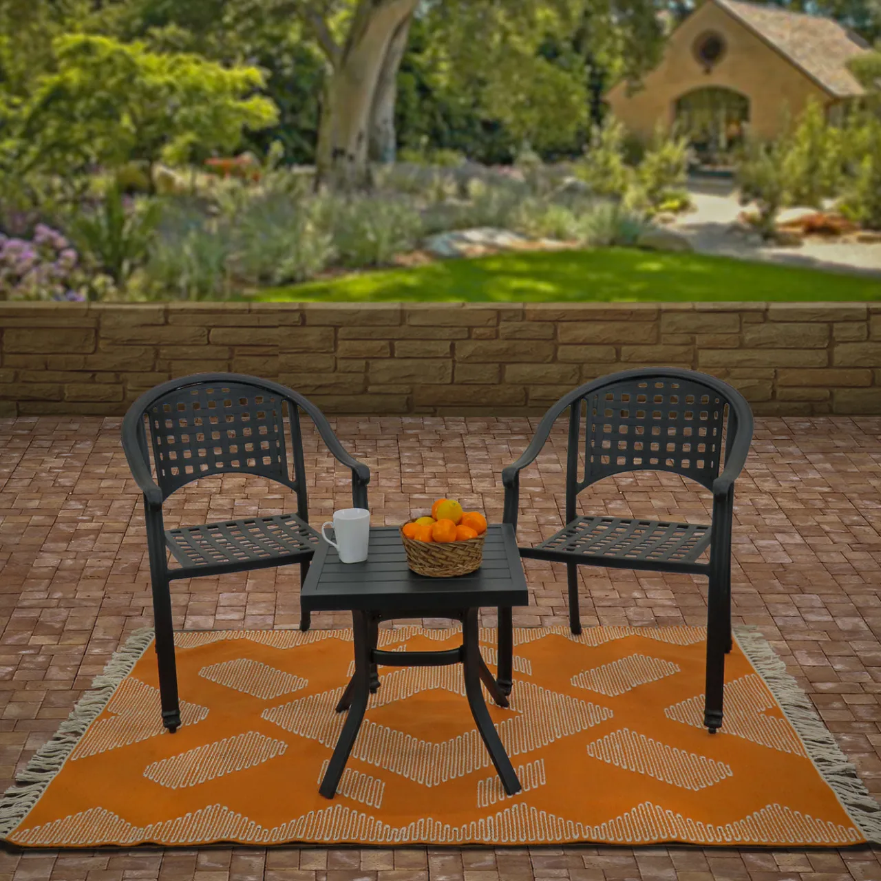 National Tree Company 5x7 ft. Papaya Hand Woven Outdoor Rug