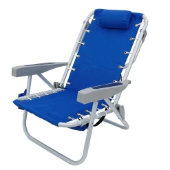 Hot National Tree Company 24x24x26 in. Aluminum Blue Horizontal Stripe Print Beach Chair with Pillow and side Pouch