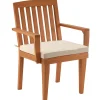 Clearance National Tree Company 24x26x37 in. Eucalyptus Grandis Wood Dining Armchair, Natural Color with Beige Cushion & Polyester Pad