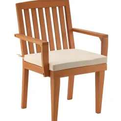 Clearance National Tree Company 24x26x37 in. Eucalyptus Grandis Wood Dining Armchair, Natural Color with Beige Cushion & Polyester Pad