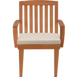 Clearance National Tree Company 24x26x37 in. Eucalyptus Grandis Wood Dining Armchair, Natural Color with Beige Cushion & Polyester Pad