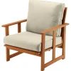 Online National Tree Company 31x31x33 in. Eucalyptus Grandis Wood Club Chair, Natural Color, Beige Cushions