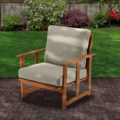Online National Tree Company 31x31x33 in. Eucalyptus Grandis Wood Club Chair, Natural Color, Beige Cushions