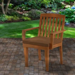 National Tree Company 24x26x37 in. Eucalyptus Grandis Wood Dining Armchair, Natural Color with Chocolate Cushion and Polyester Pad