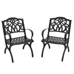 Outlet National Tree Company 24x26x36 in. Leeds Aluminum Circle All Weather Chairs, Set of 2, Leeds Collection